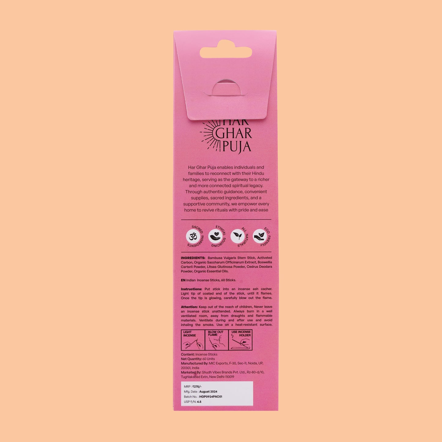 Har Ghar Puja Ayodhya Rose Incense Sticks (Set of 2)