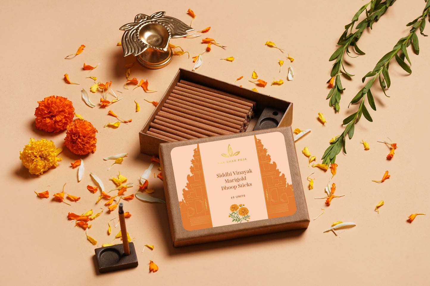 Har Ghar Puja Siddhi Vinayak Marigold Dhoop Sticks
