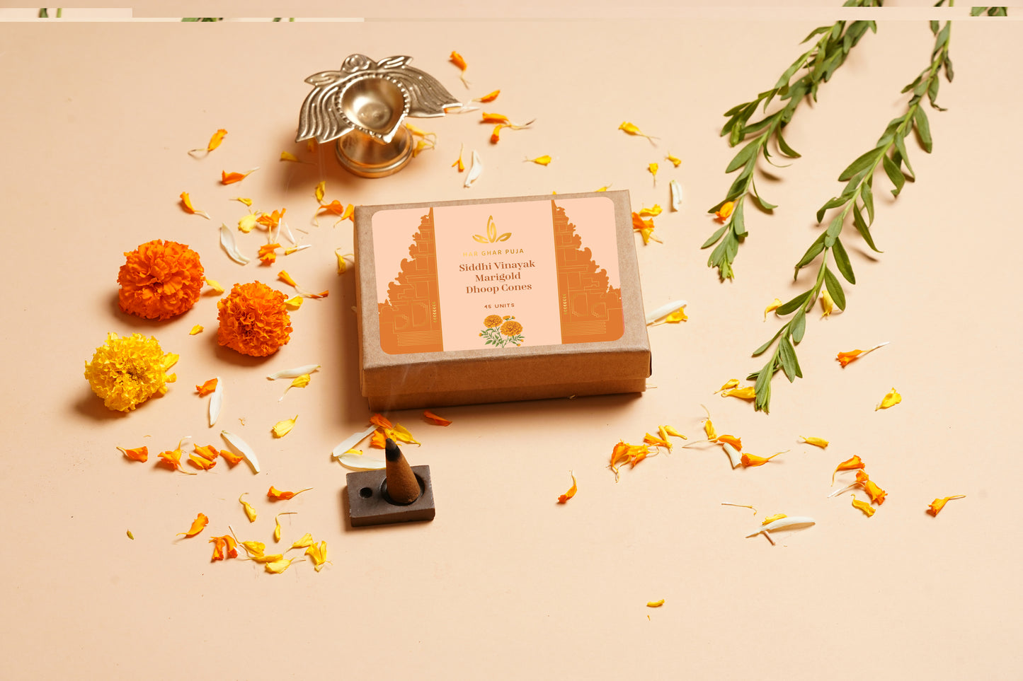 Har Ghar Puja Siddhi Vinayak Marigold Dhoop Cones
