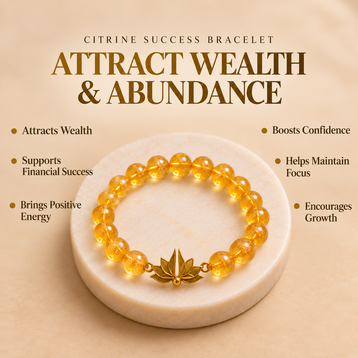 Citrine Lotus Lakshmi Wealth Bracelet
