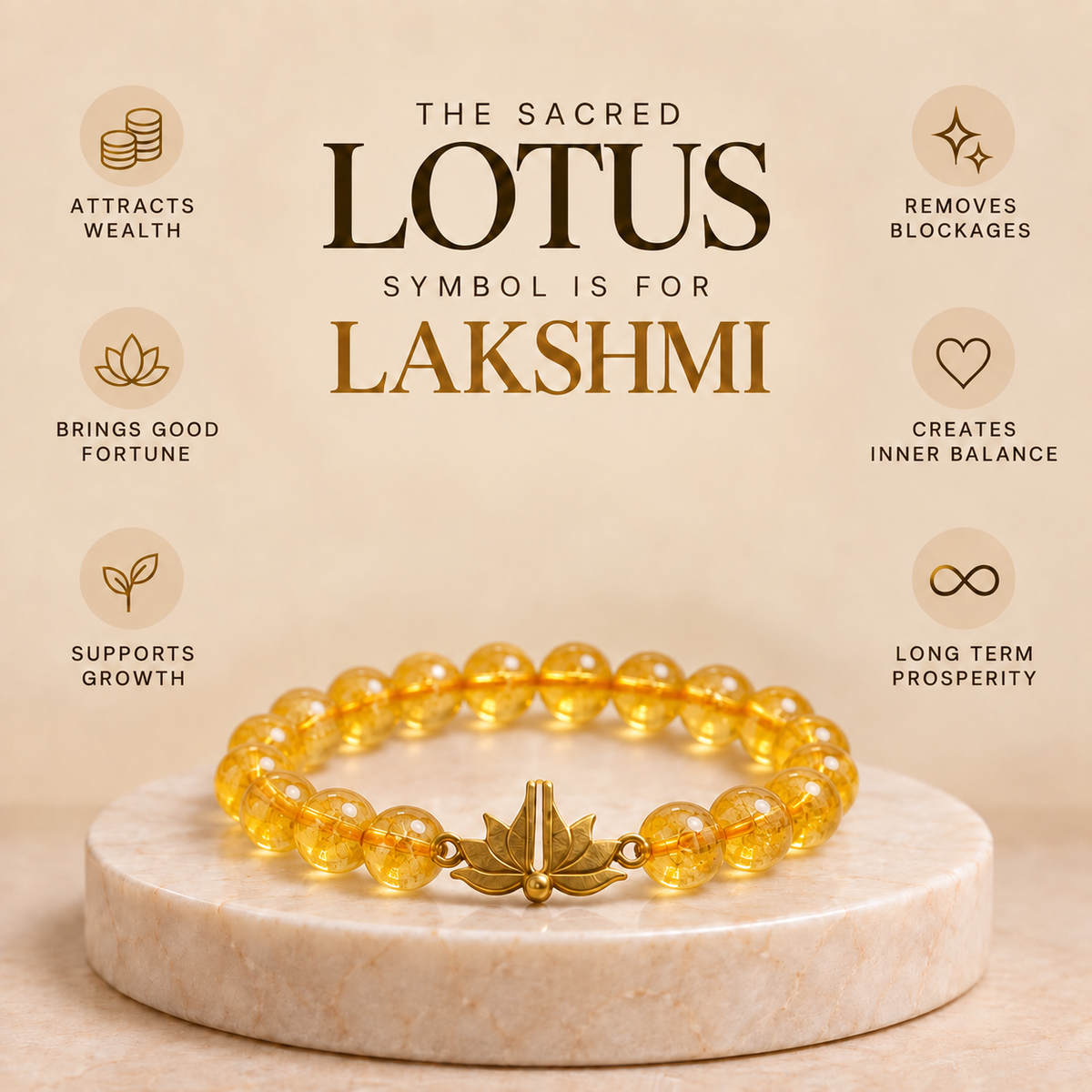 Citrine Lotus Lakshmi Wealth Bracelet
