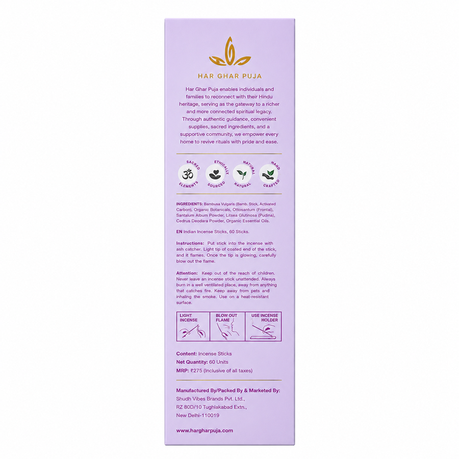 Har Ghar Puja Mahalaxmi Lotus Incense Sticks (Set of 3)