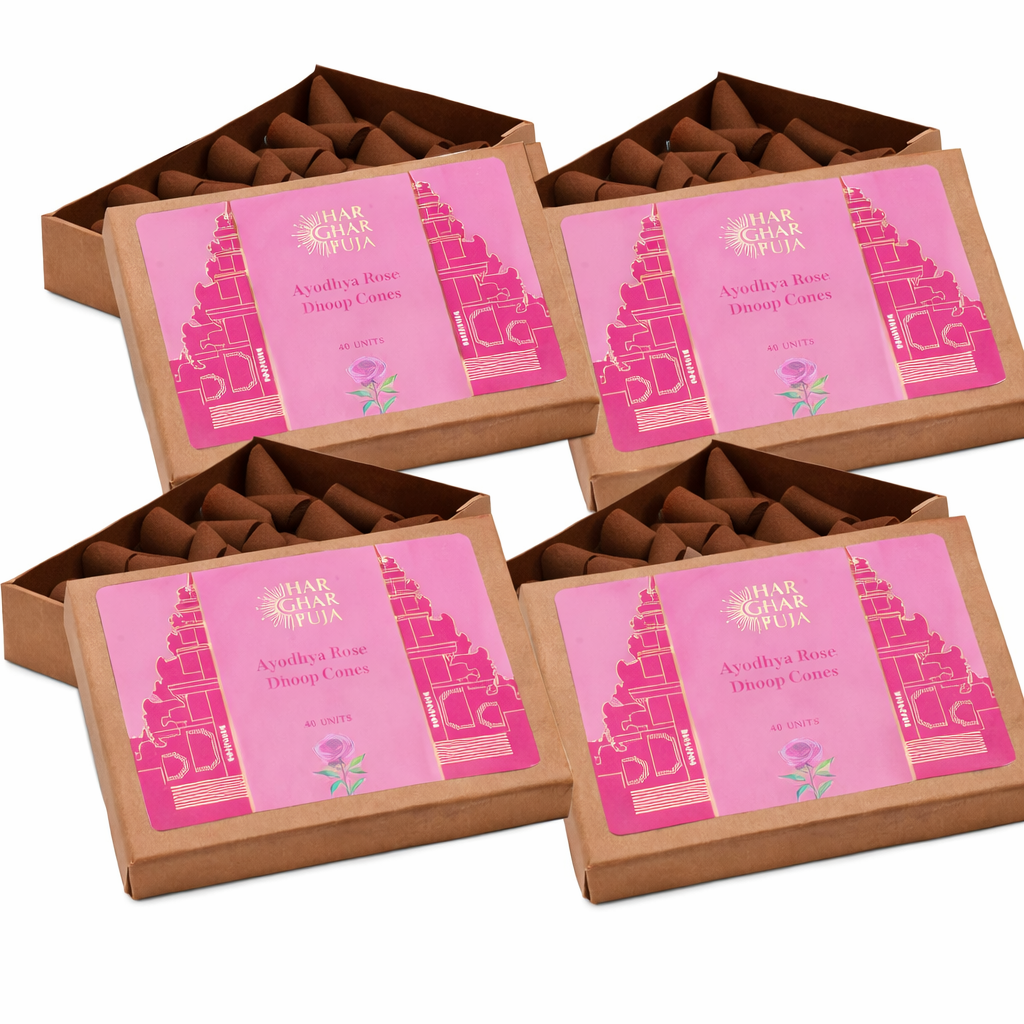 Har Ghar Puja Ayodhya Rose Dhoop Cones (Set of 4)