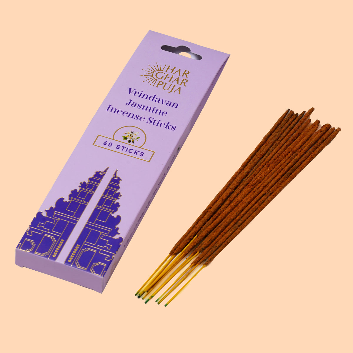 Har Ghar Puja Vrindavan Jasmine Incense Stick (Set of 4)