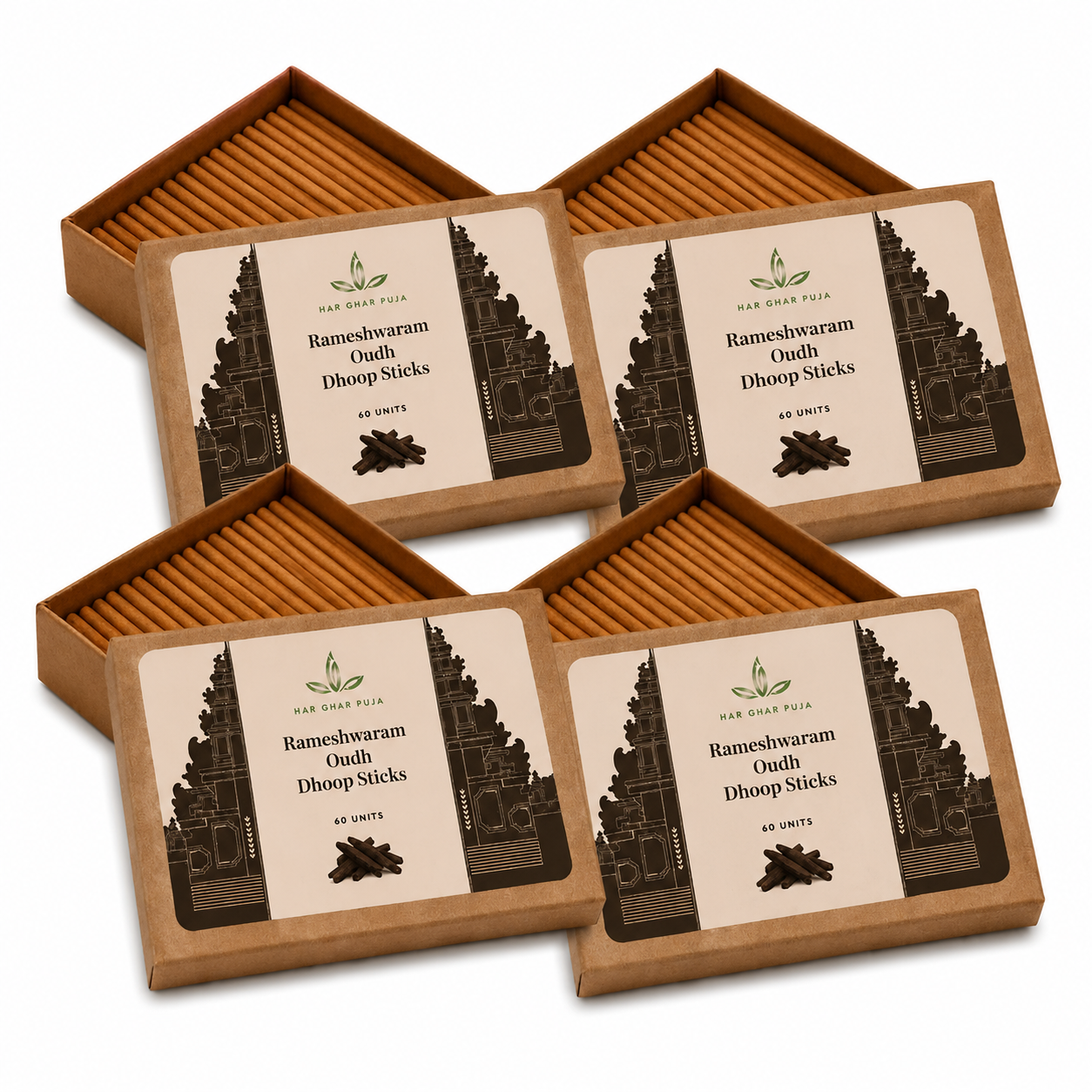 Har Ghar Puja Rameshwaram Oud Dhoop Sticks (Set of 4)