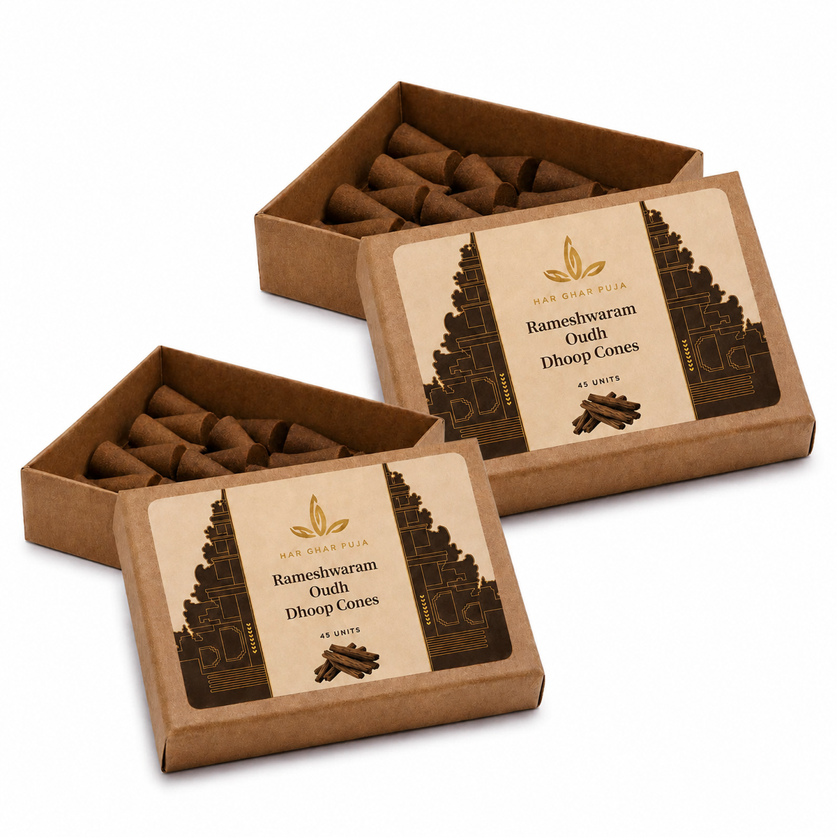 Har Ghar Puja Rameshwaram Oud Dhoop Cones (Set of 2)