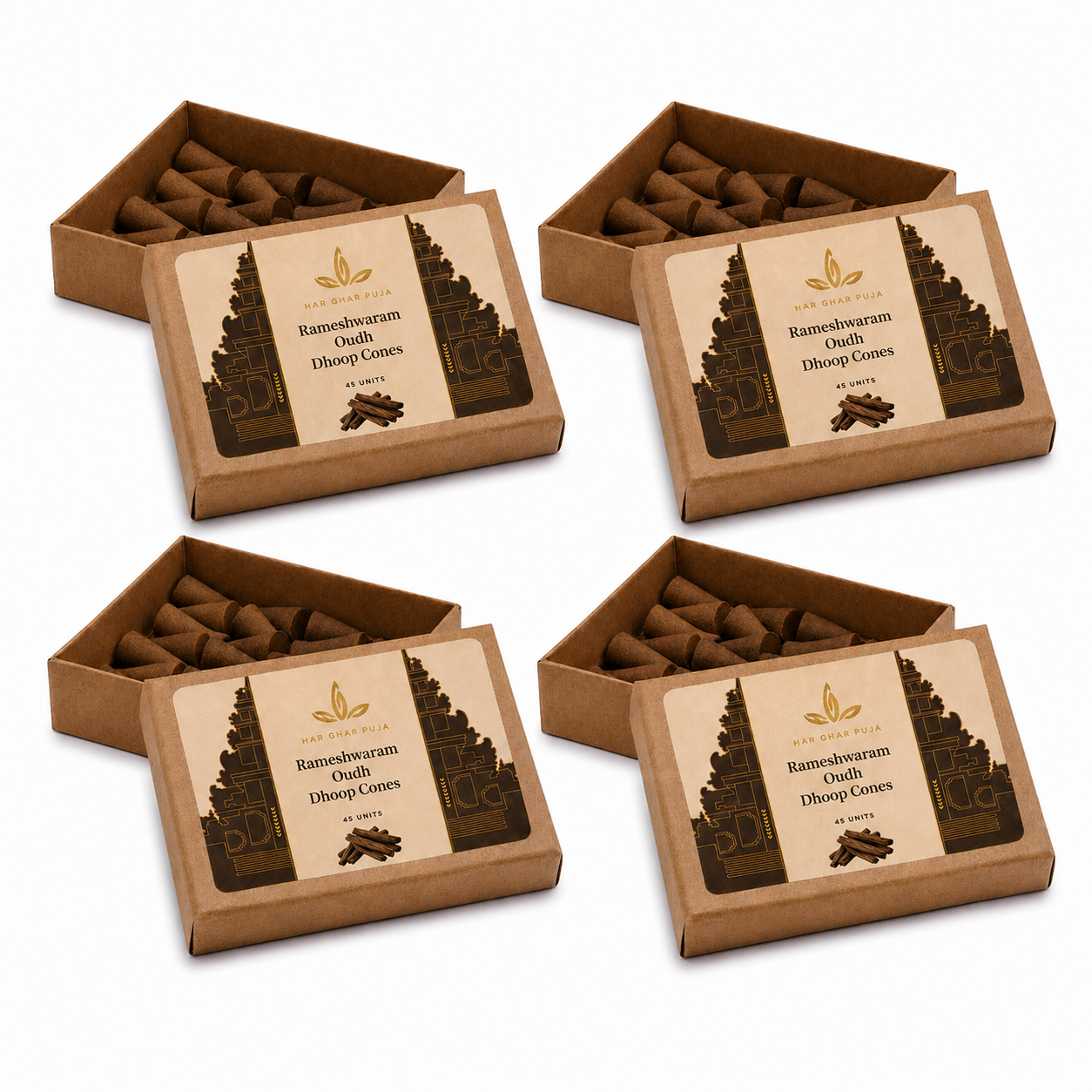 Har Ghar Puja Rameshwaram Oud Dhoop Cones (Set of 4)
