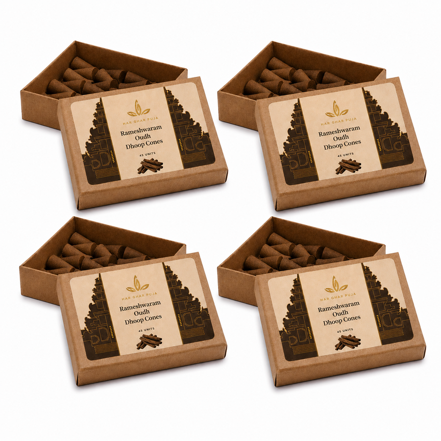 Har Ghar Puja Rameshwaram Oud Dhoop Cones (Set of 4)