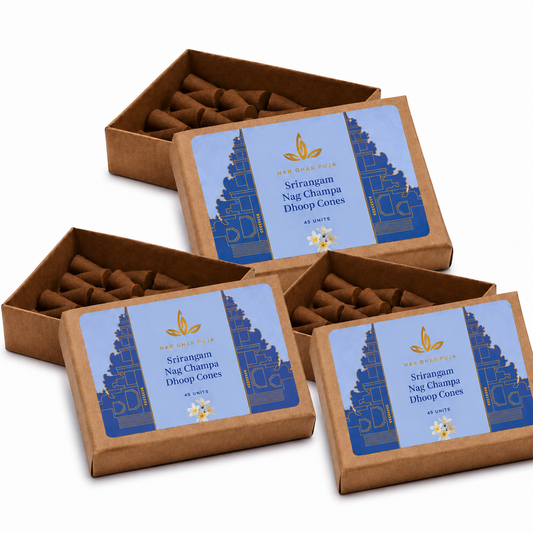 Har Ghar Puja Srirangam Nag Champa Dhoop Cones (Set of 3)