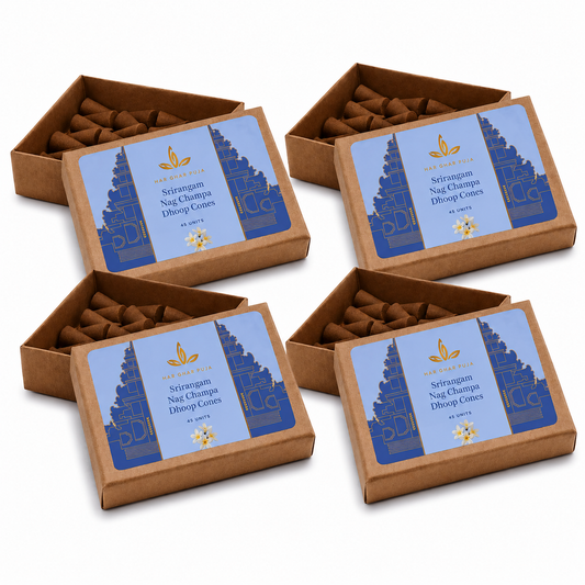 Har Ghar Puja Srirangam Nag Champa Dhoop Cones (Set of 4)