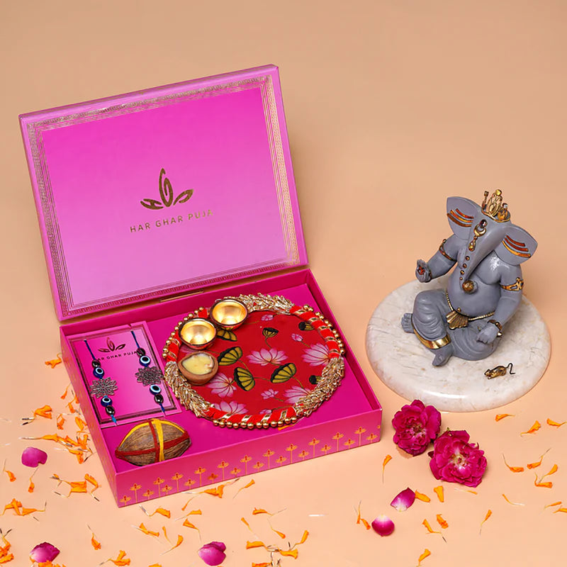Har Ghar Puja Rakhi Box (Set of 2 Rakhi)