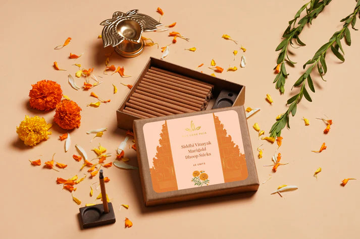 Har Ghar Puja Siddhi Vinayak Marigold Dhoop Sticks (Set of 2)