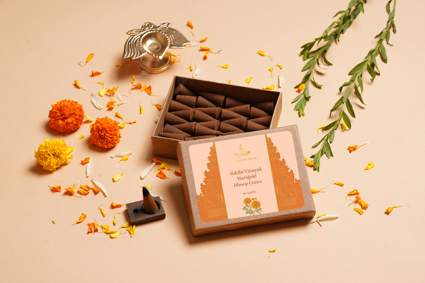 Har Ghar Puja Siddhi Vinayak Marigold Dhoop Cones