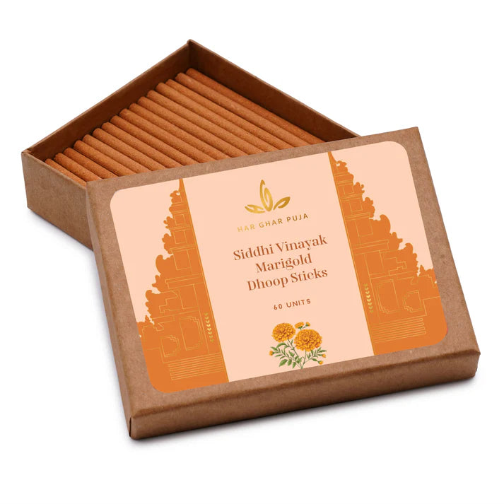 Har Ghar Puja Siddhi Vinayak Marigold Dhoop Sticks (Set of 2)
