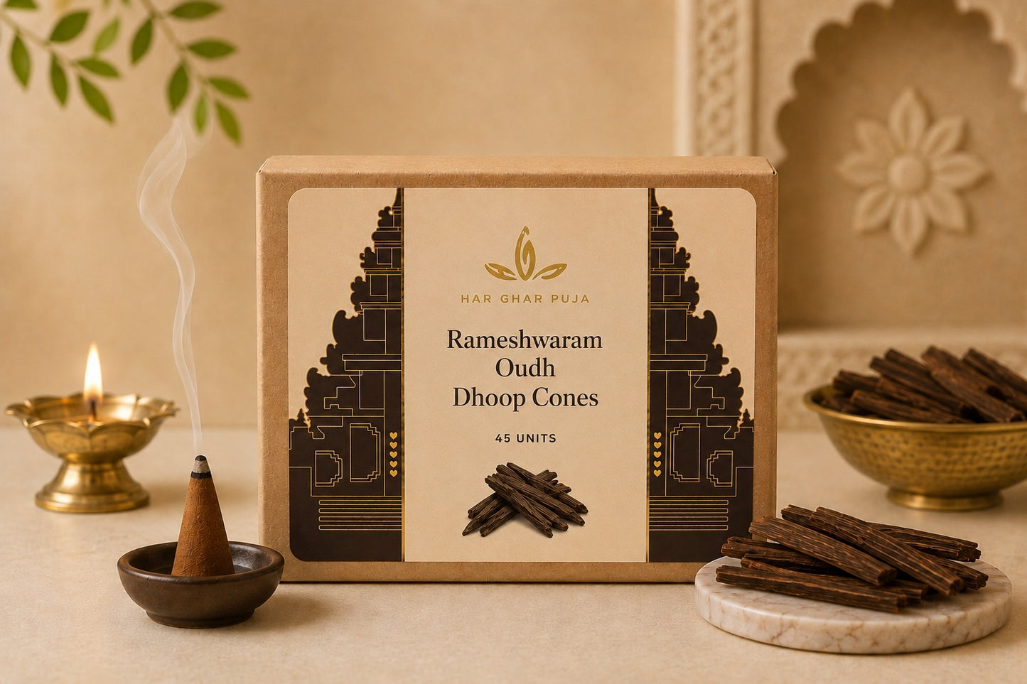 Har Ghar Puja Rameshwaram Oud Dhoop Cones (Set of 3)