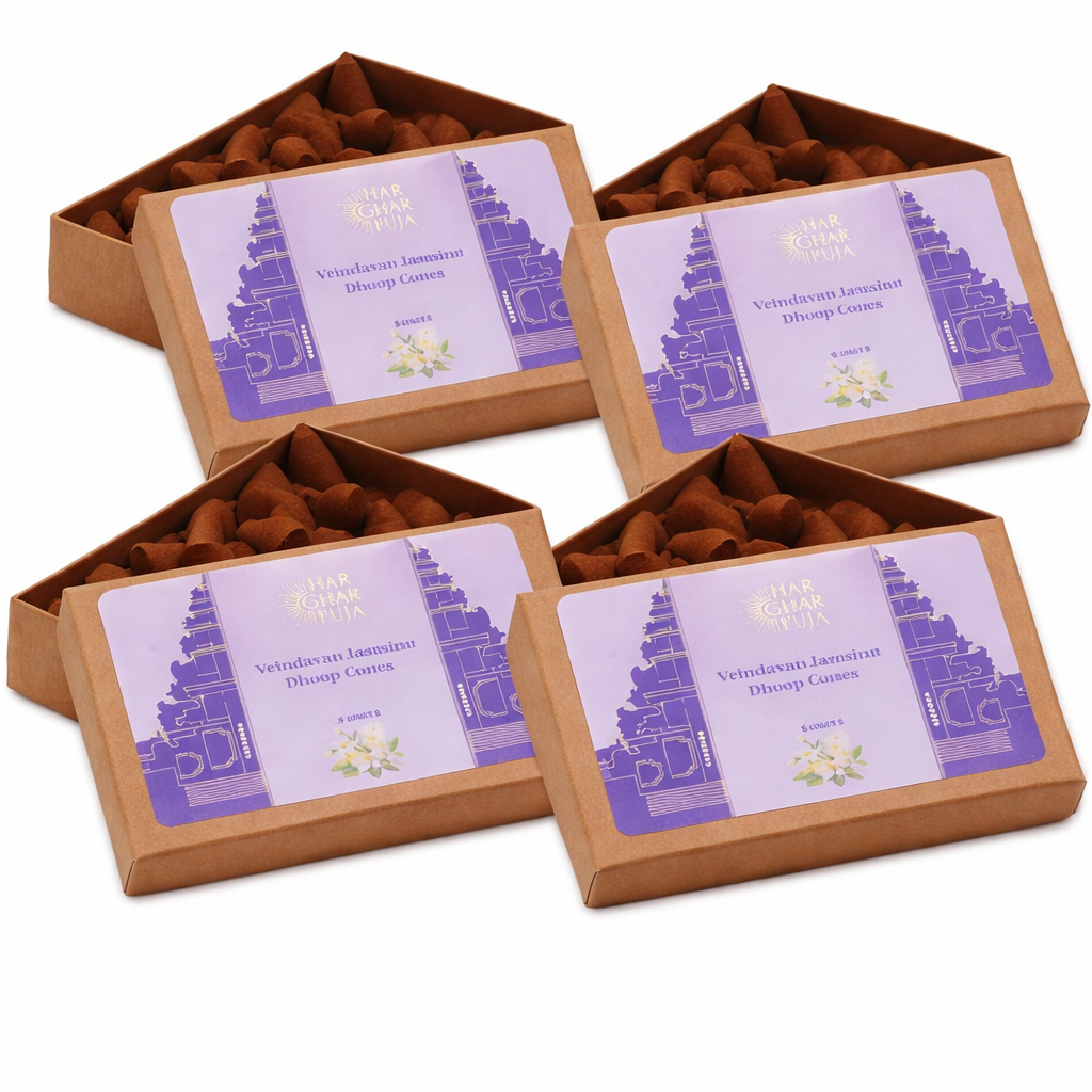 Har Ghar Puja Vrindavan Jasmine Dhoop Cones (Set of 4)