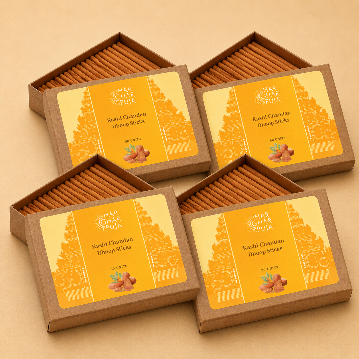 Har Ghar Puja Kashi Chandan  Dhoop Sticks (Set of 4)