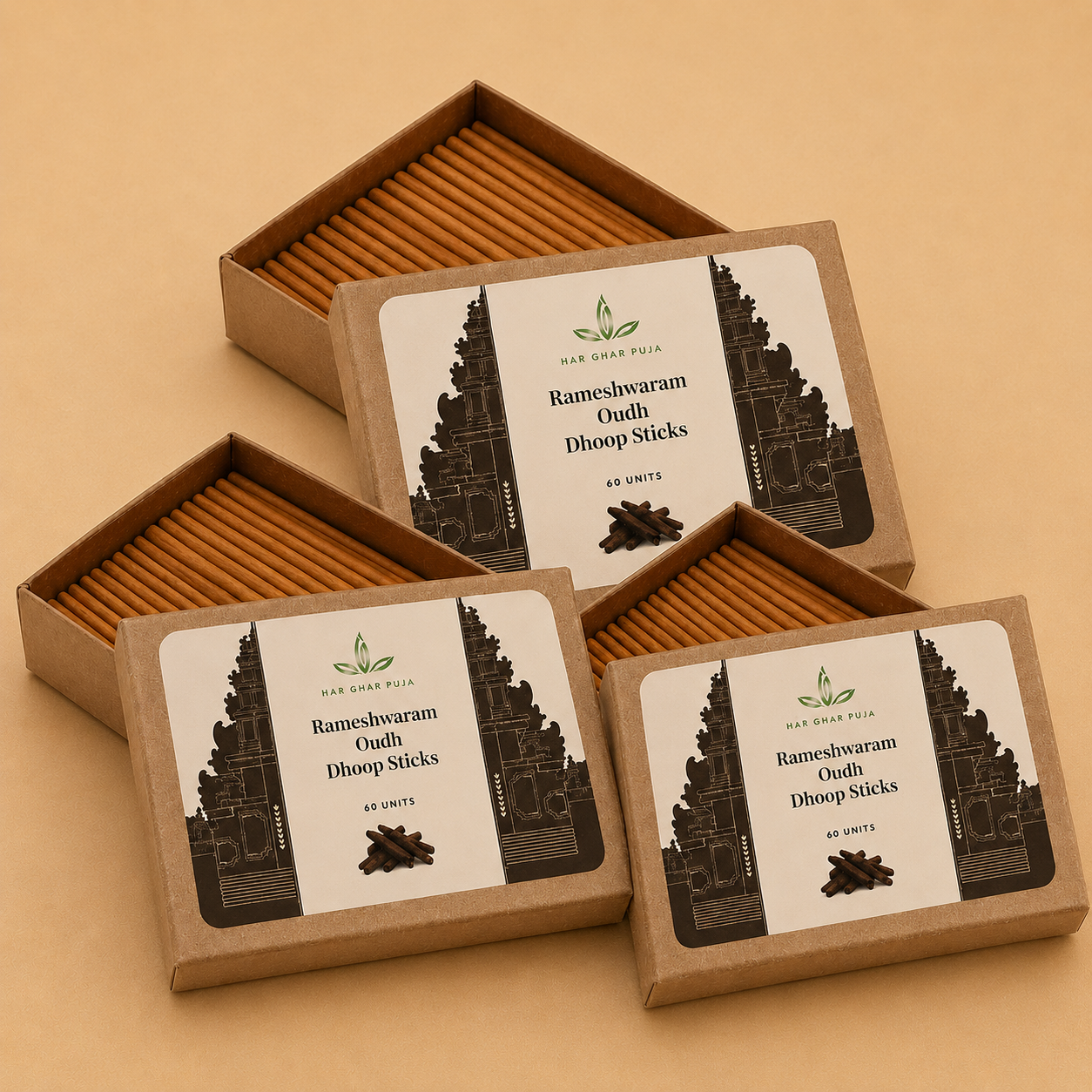 Har Ghar Puja Rameshwaram Oud Dhoop Sticks (Set of 3)