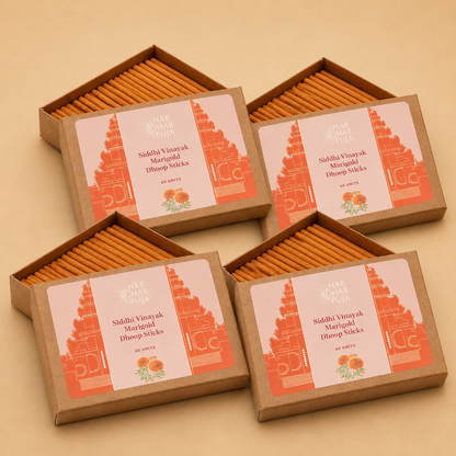 Har Ghar Puja Siddhi Vinayak Marigold Dhoop Sticks (Set of 4)