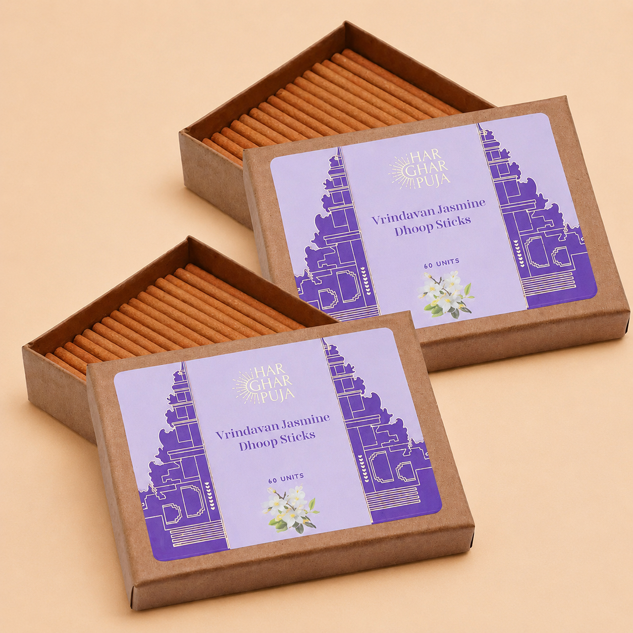 Har Ghar Puja Vrindavan Jasmine Dhoop Sticks (Set of 2)
