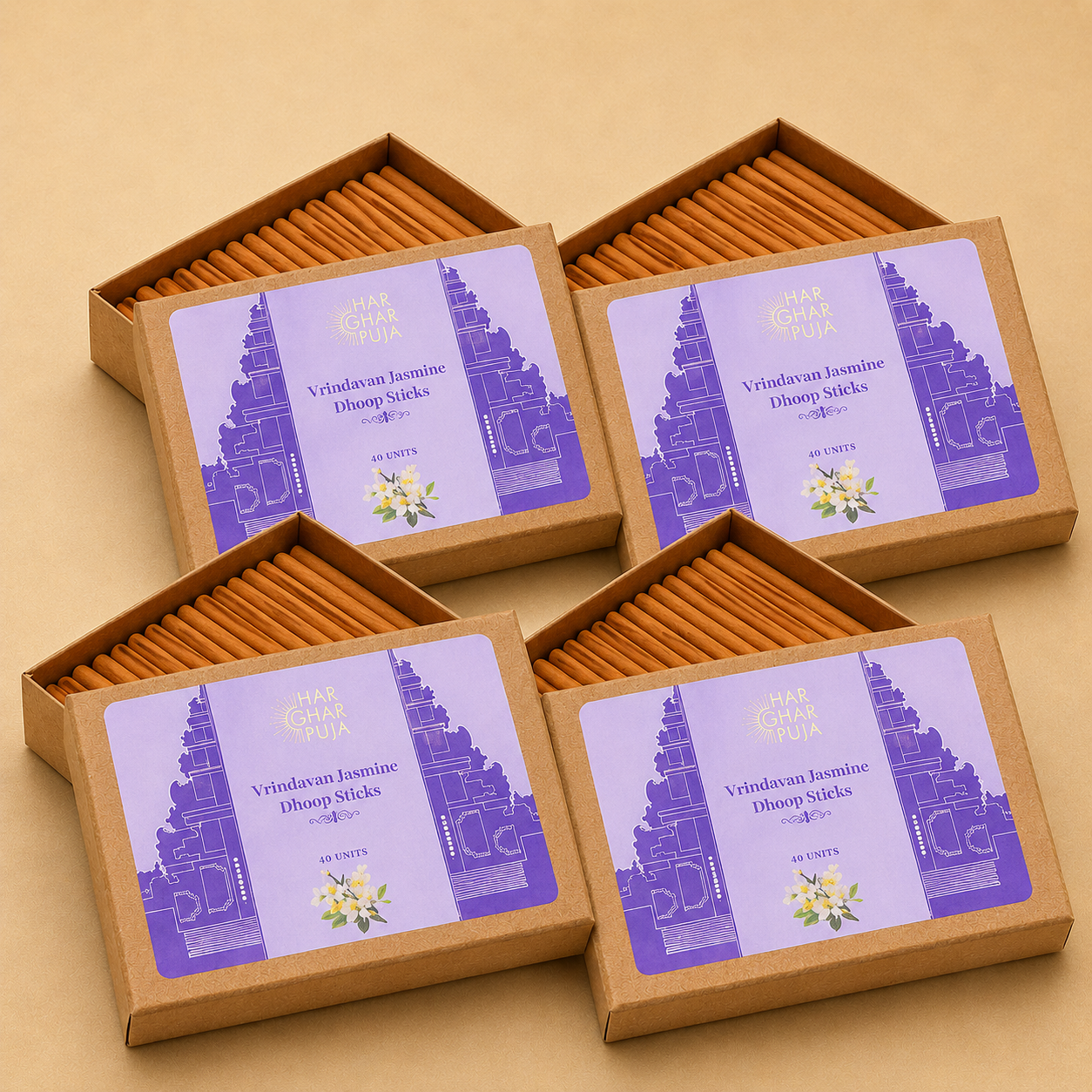 Har Ghar Puja Vrindavan Jasmine Dhoop Sticks (Set of 4)